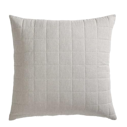 Calvin Klein - Euro Shams, 100% Soft Cotton Melange Flannel Set, Quilted Textured Feel with Micro-Grid Stitch, Set of 2 (Natural, 26