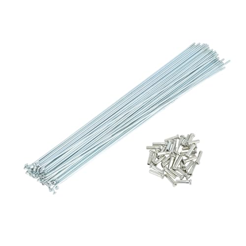 REPAIROCK 14G J Bend Bicycle Spokes 14G 250mm Length Bike Wheel Spokes with Nipple for MTB Wheel Spokes Silver Tone Carbon Steel Galvanized 36 Set