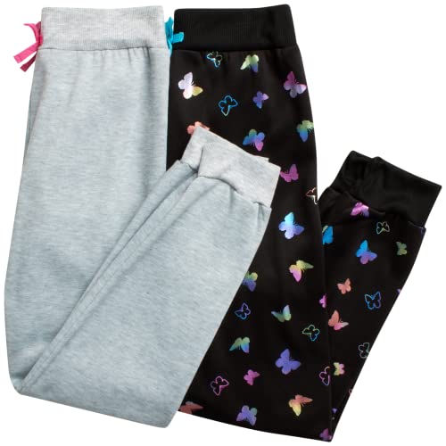 Dreamstar Girls' Sweatpants - 4 Pack Active Fleece Joggers (Size: 7-16), Size 14, Butterfly/Magical #TOP2