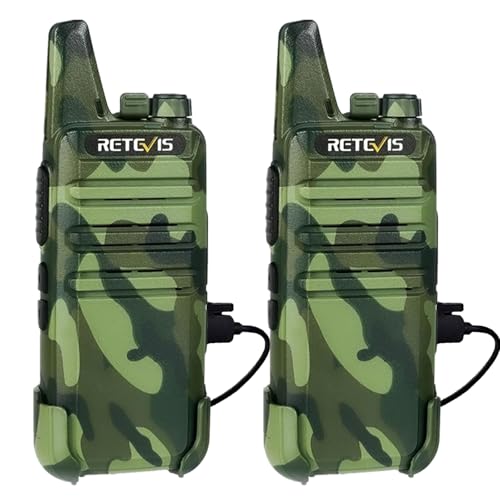 Retevis RT622 Walkie Talkie, Rechargeable 2 Way Radio for Adults, 16 Channels CTCSS/DCS, VOX Hands Free, Outdoor Mini Professional Walkie Talkies Long Range for Biking, Camping (Camouflage, 1 Pair)