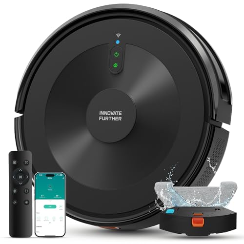 Robot Vacuum Cleaner with Mop, 4000Pa Strong Suction Robot Vacuum 7.8cm Ultra-Slim & Schedule & Wifi/APP/Alexa Control, Self-Charging Clean Robot Vacuum and Mop for Floor Carpet (Deep Black)