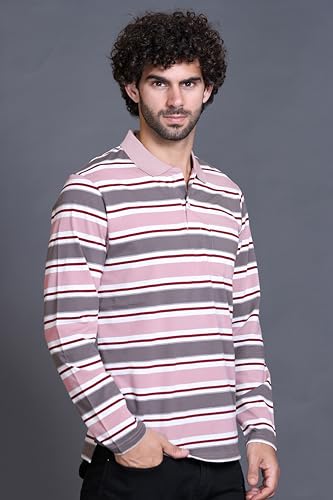 Image of Full Sleeve Polo T Shirt for Men Cotton with Pocket and Collar - Regular Fit Tshirt