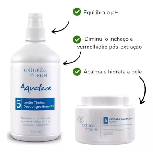 Kit Limpeza De Pele Extratos Da Terra 6 Produtos + kit cubeta + pincel + algodao