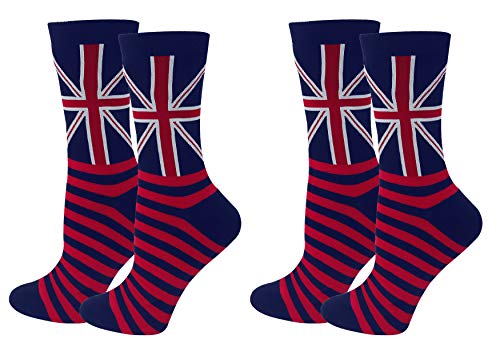 Bienvenu Men Uk Flag Print British Flag Colorful Dress Socks Casual Cotton Crew Socks