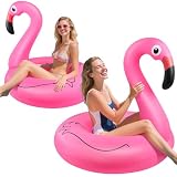 Sinbyuer Flamingo Inflatable Pool Floats, Pool Tubes Swim Ring Pink Pools Float, 42Inch Large Pools Float, Inner Tube Beach Floats for Adults, Blow Up Floaties Water Floaties Raft Lounger