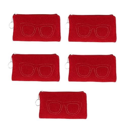 SNAPPSY® 3x5 Pieces Felt Eyewear Eyeglass Case Sunglasses Pouch Storage Bag Red-image-23