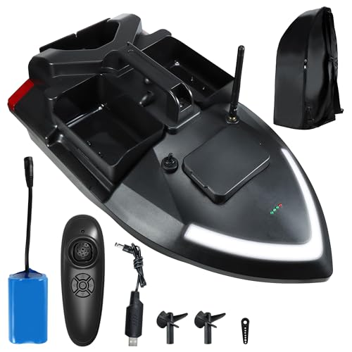 3 Boxes RC Bait Boat for Surf Fishing with 4.4lbs Load Capacity, Dual Battery & Motor System for Long-Range Bait Deployment, 12000mAh Battery, Fish Ba