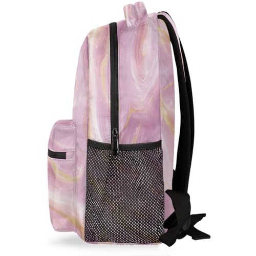 Mochila escolar para estudiantes ligera estilo mármol lavanda 3