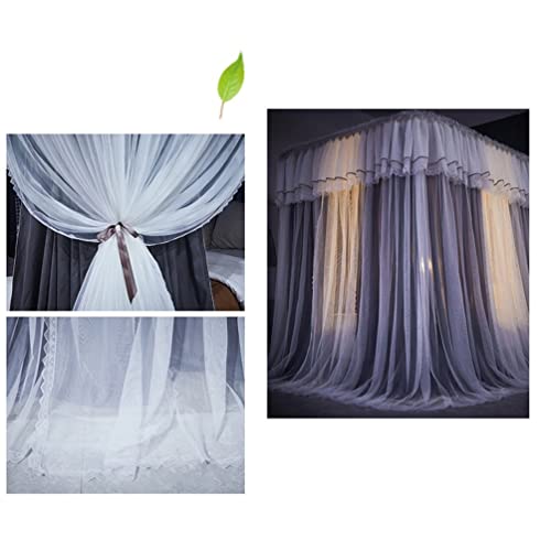 Cortina de cama opaca y mosquitera doble capa contra el polvo 3