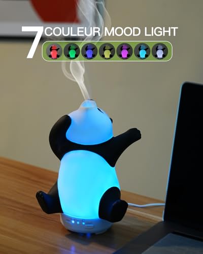 Diffuseur d'aromathérapie panda et veilleuse 7 couleurs pour l'humidification de la maison - 6