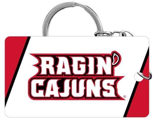 R and R Imports Louisiana at Lafayette Ragin' Cajuns Acrylic Keychain 1.5" x 2.75” Officially Licensed Collegiate Product 4-Pack