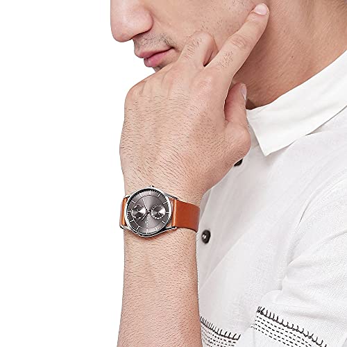 Skagen Men's Holst Quartz Analog Stainless Steel And Leather Watch, Color: Brown Leather (Model: Skw6086) #TOP6