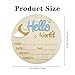 Baby Announcement Sign, 5.9 Inch Wooden Hello World Newborn Signs, Birth Announcement Sign and Pen, Moon and White Cloud Decoration, Welcome Newborn Arrival to World, Hospital Nursery for baby (Blue)