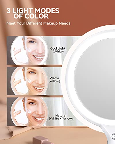 Nicare Makeup Mirror, Vanity Mirror With Lights, 1X/ 5X Magnifying & Lighted With 3 Colors, Magnetic Base, 360 Degree Rotation, Led Travel Makeup Mirrors, Cosmetic Mirror, Idea Gifts For Women #TOP1