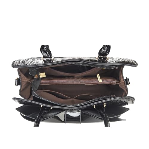 Bolso Tote con relieve de cocodrilo y cierre de cremallera miniatura 6