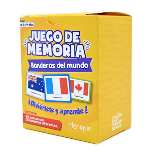 Menique, Flags Of The World, Memory Matching Game In Spanish, For Kids And Adults, 100 Tiles 50 Pairs. Juego De Memoria De Banderas Del Mundo En Español. #TOP4