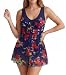 Wantdo Women's Big Size Holiday Celebrate Swimwear Beach Wear Dress Swimsuit,Navy Red,2XL(US10-12),Asian Size : 5XL
