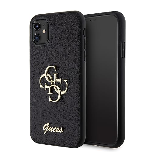 Guess GUHCN61HG4SGK Coque pour iPhone 11 / XR 6,1" Noir Coque Rigide Paillettes Script Big 4G
