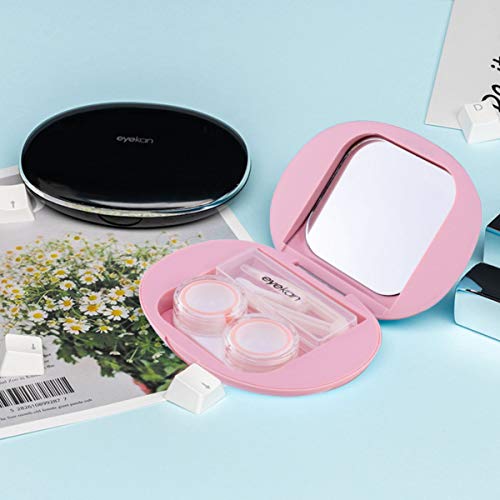 Estojo de lentes de contato, caixa de lentes de contato, kit de suporte de lentes rosa da Exceart