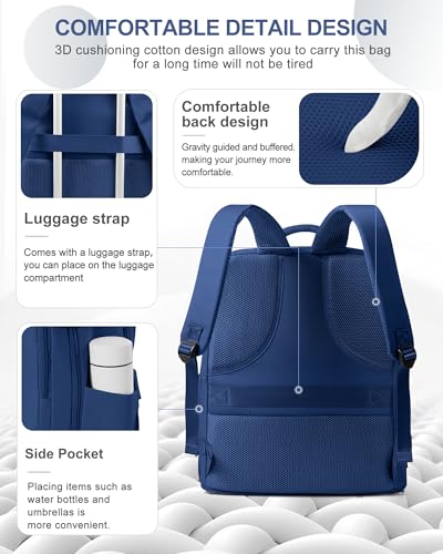 Image of coowoz Travel Backpack for Women Man Carry On Backpack Mochila de Viaje Waterproof Teacher Personal Item Backpacks Travel Bag Essentials Rucksack Airplane Accessories Must Haves Royal Blue