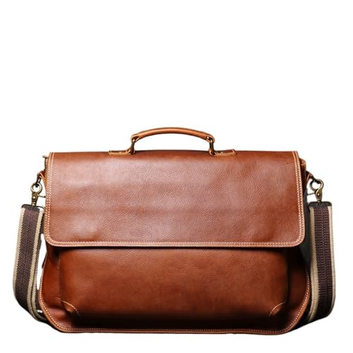 Retro Men's Handbag Large Capacity Briefcase Messenger Bag 15.6 Inch Computer Bag Horizontal