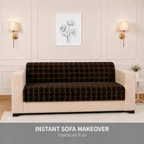Image of STITCHNEST 'Haven Soft Series' 1 Seater Sofa Cover | Full Coverage Sofa Cover| Premium Velvet Fabric, Washable & Durable Furniture Cover for Modern Living Rooms