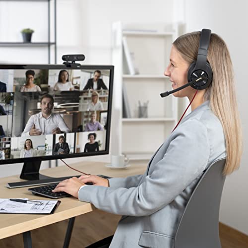 Hama Cuffie Con Microfono (Cuffie Cablate Usb A, Aux, Stereo Con Cavo, Cuffie Over Ear Pc Con Braccio Microfono E Fascia Per Il Collo, Cavo Audio Da 2 M, Colore: Nero - 6