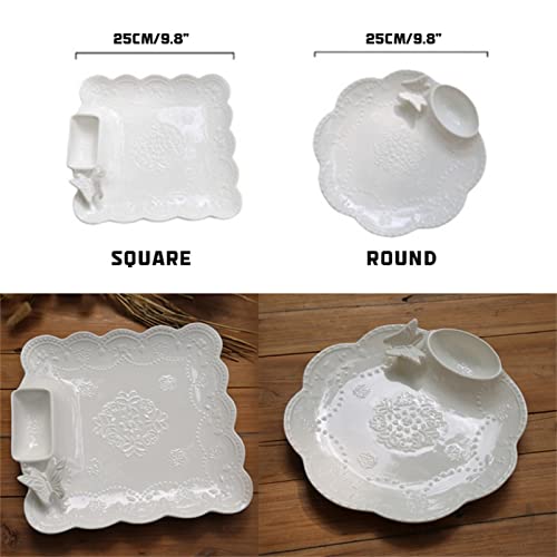 Plato de cerámica para dumplings con diseño mariposa 9.8 pulg miniatura 6