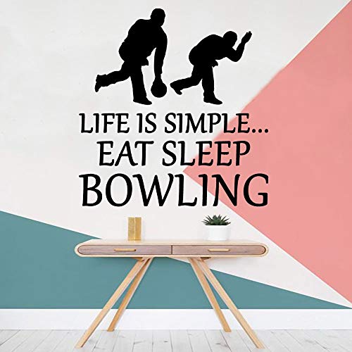 BailongXiao Beauty Eat Dormire Bowling Adesivi murali in Vinile Soggiorno Decorazione della casa Adesivi Decorazione Aziendale Decorazione della Festa di Famiglia Carta da Parati 28X29cm