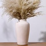 KRYSTHIA White Ceramic Vase, Large Decorative Vase for Flowers, Farmhouse Terracotta Vases for Home Decor, Rustic Vintage Vases for Living Room, Kitchen, Bedroom, Office, Coffee Table, 28CM