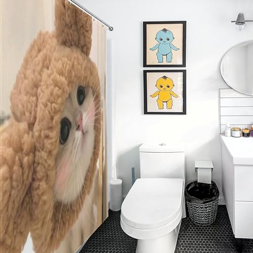 Rideau de douche chat mignon imperméable 140x183cm contre l'humidité - 3