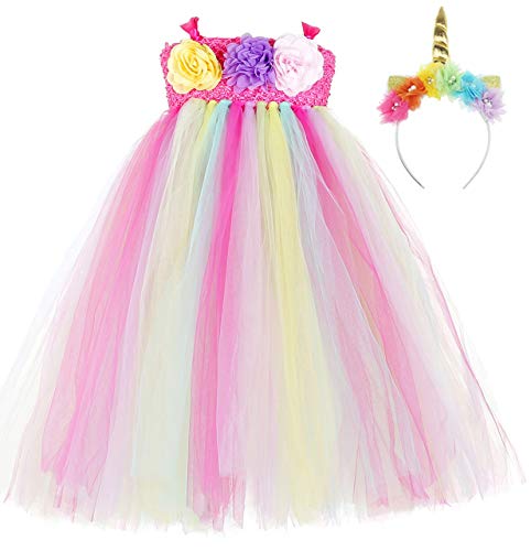 Tutu Dreams Christmas Unicorn Outfits for Girls Fairy Princess Easter Holiday Pageant Party Gifts (10, Rainbow)