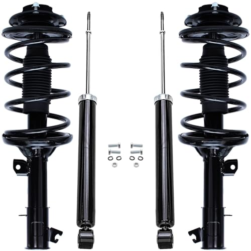 Image of Detroit Axle - 4pc Struts Shocks for 01-06 Hyundai Santa Fe, 2 Front Struts w /Coil Spring 2 Rear Shock Absorbers Assembly 2001 2002 2003 2004 2005 2006 Replacement