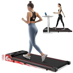 KUFOCE Elektrische loopband met helling, 3,0 pk, draagbaar, voor thuis onder het bureau, led-display, 1-6 km/u, voor thuis/kantoor, geen installatie nodig