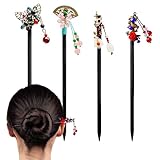 X Hot Popcorn 4PCS Japanese Chinese Hair Sticks Hair Chopsticks Chinese Retro Wooden Hairpins Vintage Hair Pin Hair Accessories for Women Girl Hair Decor