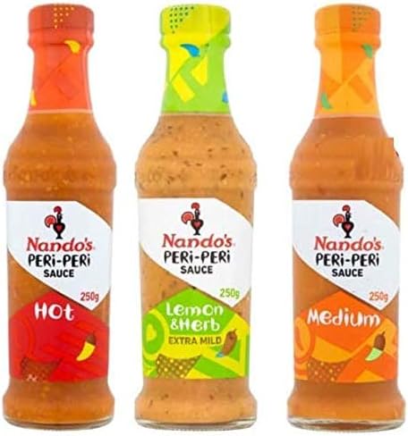 Nando's Peri-Peri Sauce Bundle Medium, Lemon & Herb, Hot 250g Each