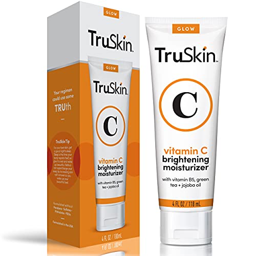 TruSkin Vitamin C Face Moisturizer, a Brightening Anti Aging Wrinkle Cream for Face, Formulated with Vitamin B5, Vitamin E, Jojoba Oil, Organic Aloe Vera and Green Tea for Natural Skin Health, 4 fl oz