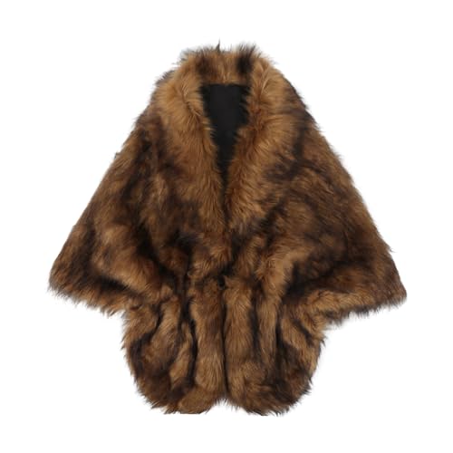 Women Wedding Faux Fur Shawl Shrug Cape with Collar for Bride Bridesmaid Winter Dinner Party Fur Scarf Shoulder Wrap4