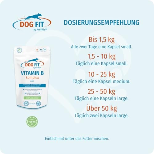 DOG FIT by PreThis® Vitamin B Komplex für Hunde | Mit aktivem B12 (Methylcobalamin) | Vegan & ohne Zusätze | Nervenfunktion, Energie & Vitalität I small bis 10kg
