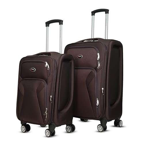 Image of Bite 2-Piece Softside Trolley Luggage Set | 5 Years Warrant | 360 Spinner Wheels, Telescopic Handle, Front Pockets, Twill Fabric, Travel Bag, 5 Years Warranty