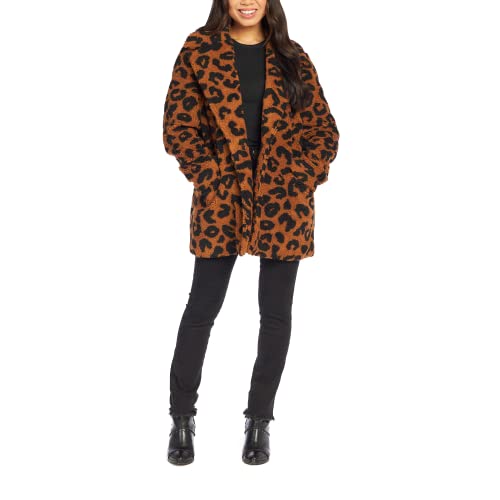 Mud Pie Debbie Leopard Sherpa Womens Coat