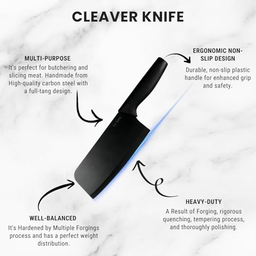 Image of Go Store 3 Pcs Steel Knife Set with Bamboo Wooden Chopping Board (30 x 20 CM) | Ultra-Sharp Blades, Chef, Meat Cleaver & Utility Kitchen Knife Set & Eco Friendly Multipurpose Cutting Board