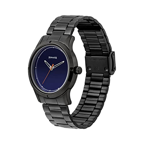 Image of Sonata Women of Steel Blue Dial Stainless Steel Strap Analog Watch for Women-NS8183NM01