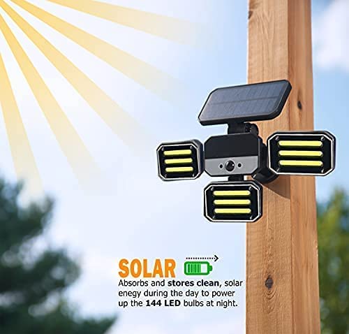 Image of Bell+Howell Bionic Floodlight with Motion Sensing - Solar Outdoor Lights 108 High Power LED Bulbs Adjustable, Swiveling Panels for Garden Patio and Lawn As Seen On TV