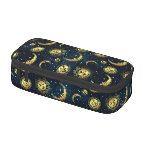 Image of Gold Moon Sun Star Pencil Case Organizer Big Capacity Pencil Pouch Stationery With Zipper School Supplies Pencil Bag For Girls Boys Office