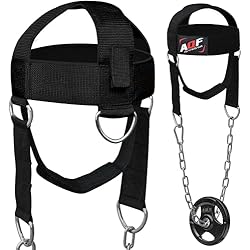 AQF Arnés De Cabeza, Pesas Ajustables Entrenar Cuello Straps, Boxeo Y Fitness Cinta Cabeza con D-Gancho, Head & Neck Trainer Dip Cinturón para Gimnasio, Musculacion, Ejercicio Talla Única 4 AQF WL-HHV2 Boxeo y Fitness, Unisex Adulto, Negro, Talla única