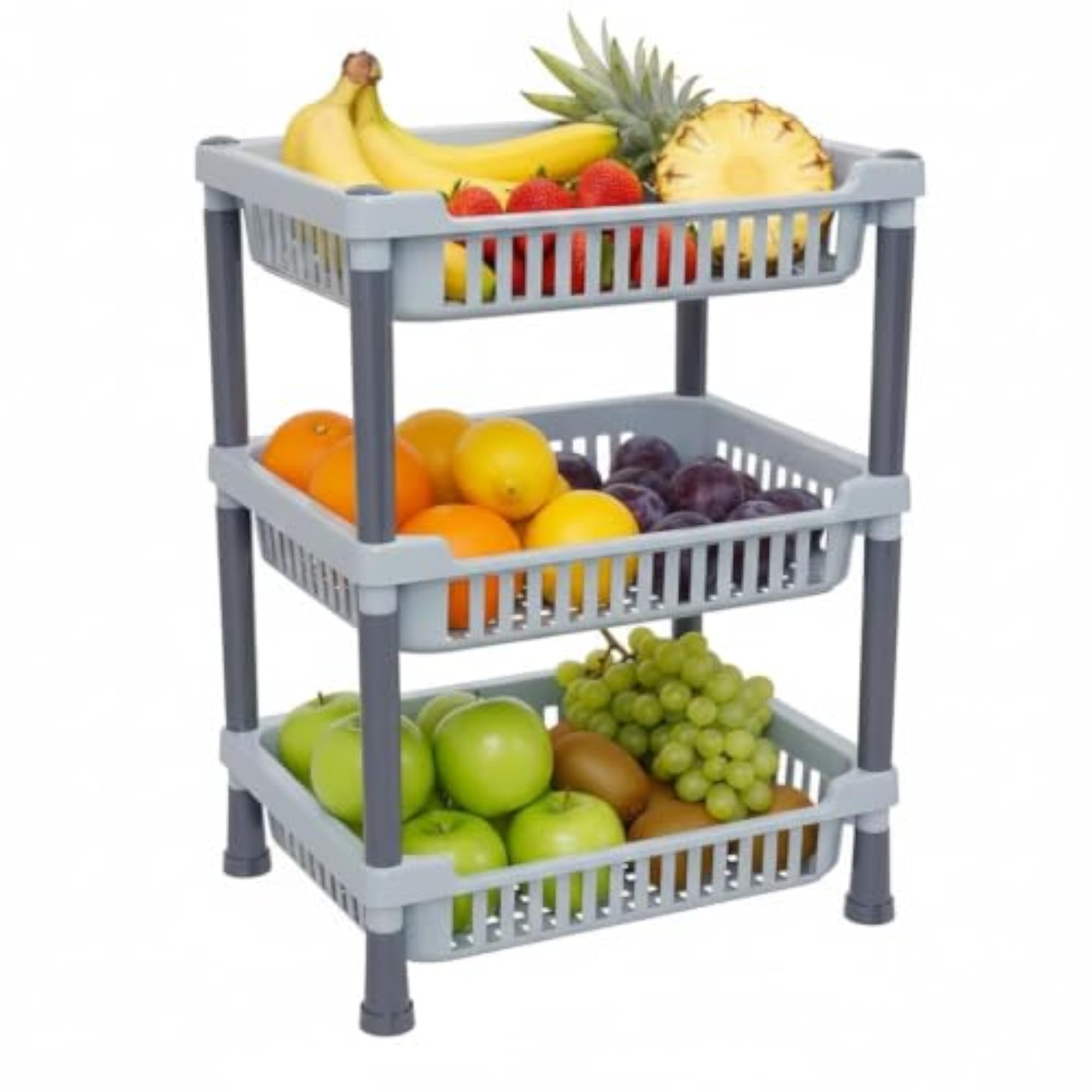 Plastic 3 Layer Multi Purpose Kitchen Storage Basket Rack
