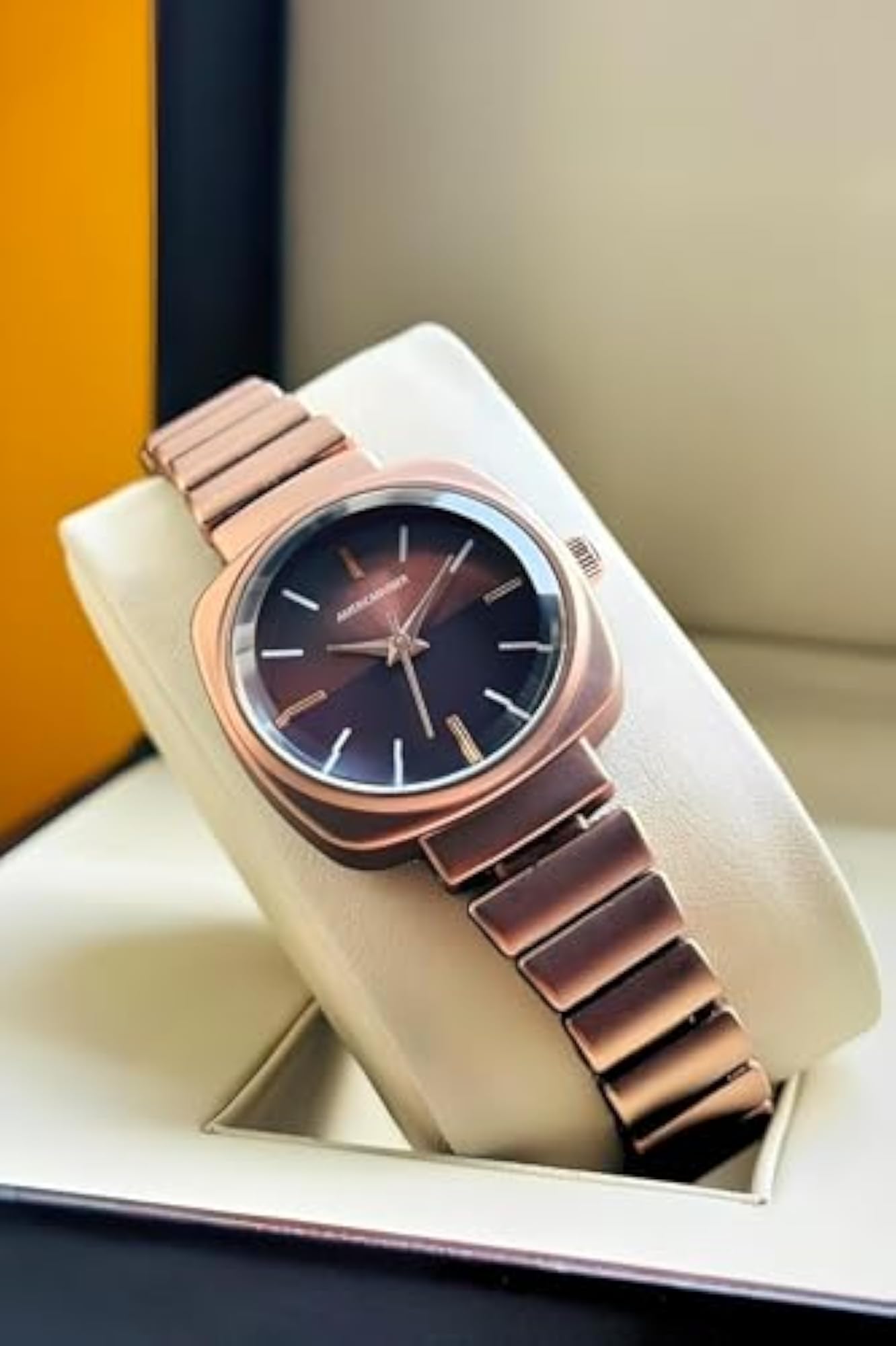 Stylish Women's Watch with Unique Design Elements and Steel Chain Strap