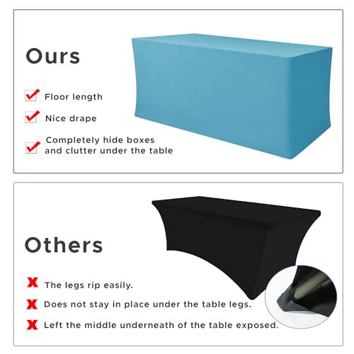Image of Rectangle Spandex Fitted Tablecloths For Vendor 2 Pcs 96X30 Inch Turquoise