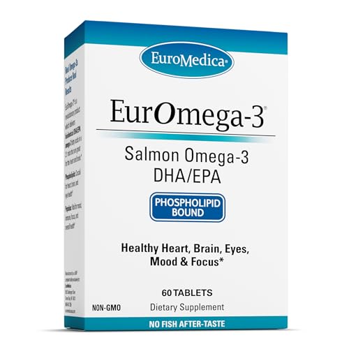 Euromedica EurOmega-3 (60 Tablets) - Potent Omega-3 Fatty Acids + Phospholipids & Peptides - Superior Absorption - EPA & DPA from Exclusive Salmon Source - 30 Servings